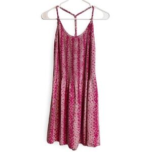 BANANA REPUBLIC Pink Tie-Dye Silk Braided Halter Mini Dress size 4